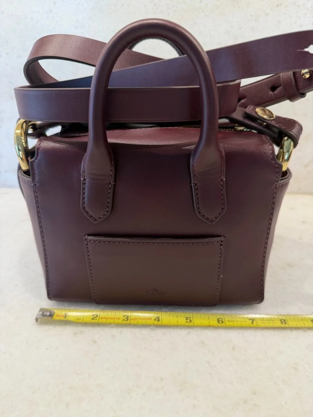 J. Crew Burgundy Leather Top-Handle Satchel with Detachable Strap